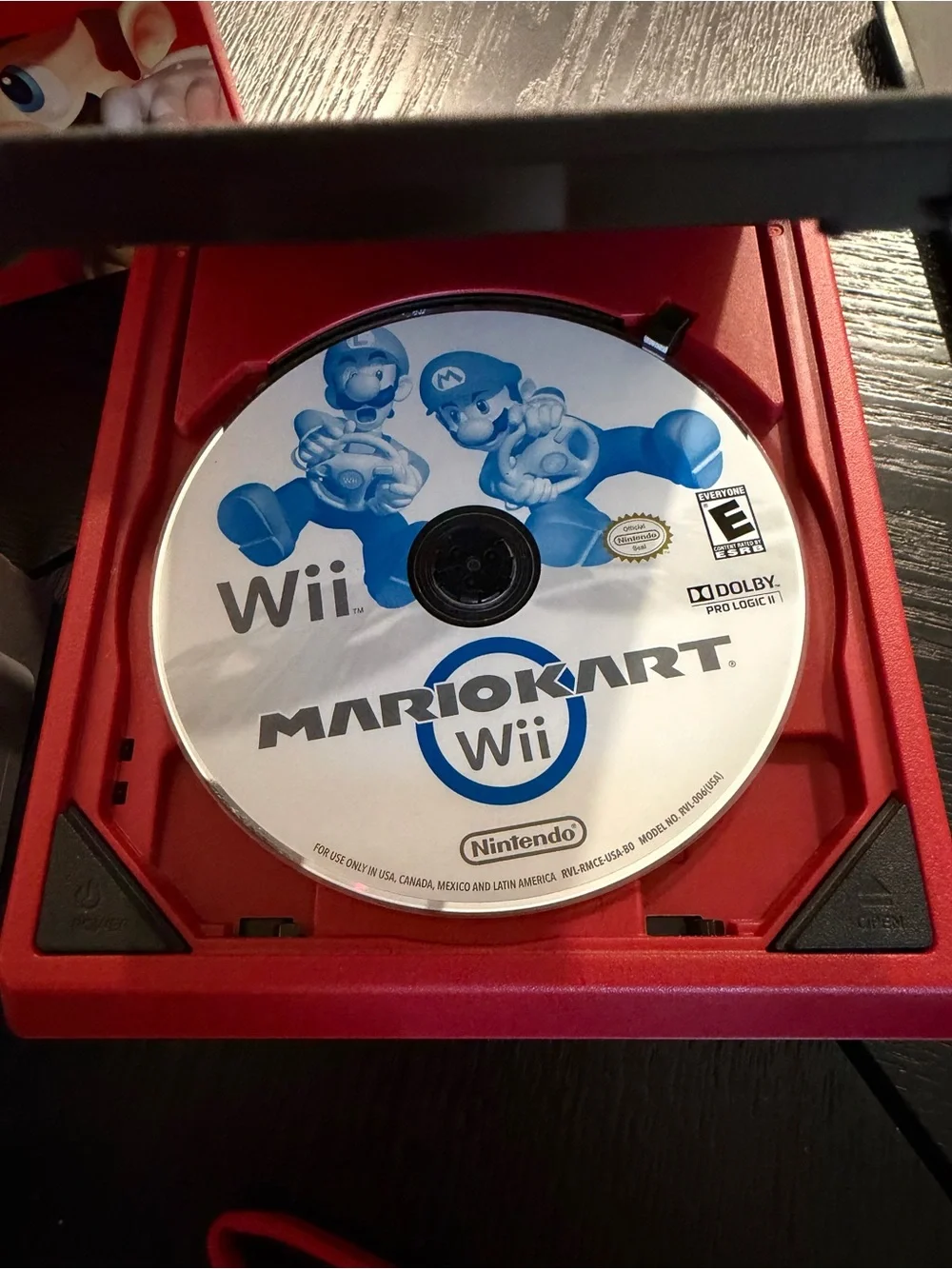 Nintendo Wii Mini Black Console with Red Accents and Red Controllers